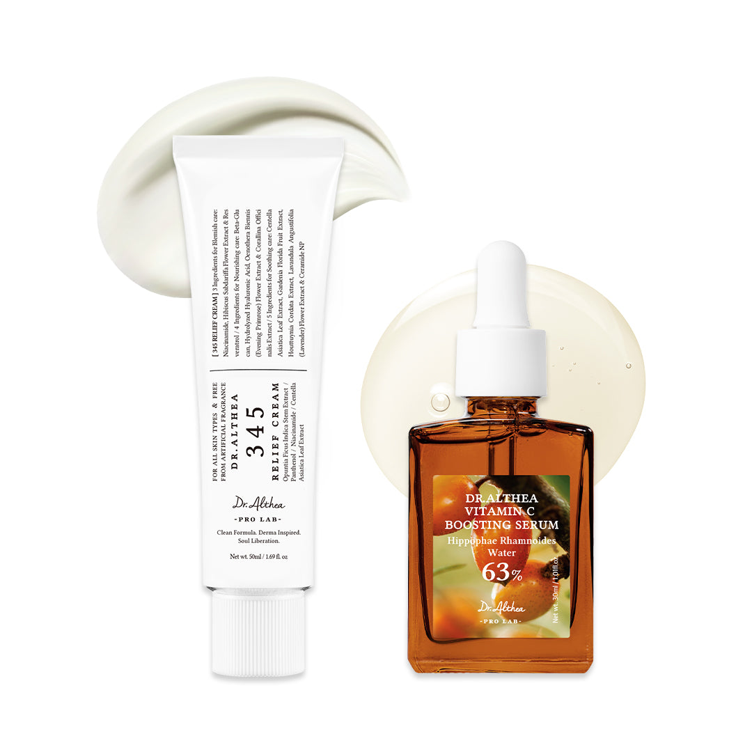 Post Acne Care Set (Boosting) | 345 Relief Cream & Vitamin C Boosting Serum