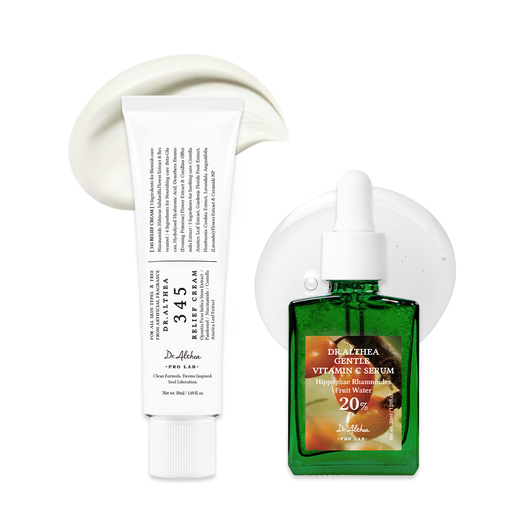 Post Acne Care Set (Gentle) | 345 Relief Cream & Gentle Vitamin C Serum