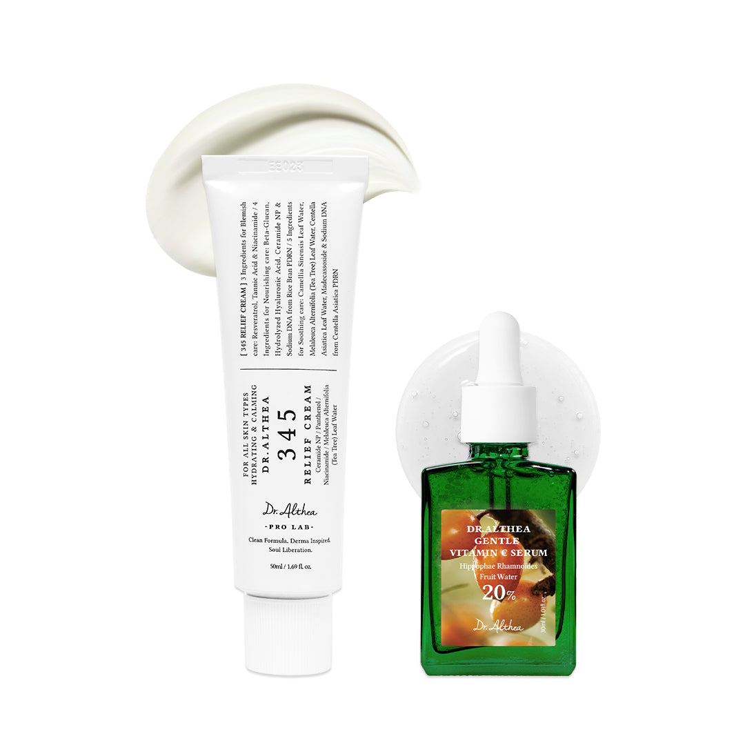 Post Acne Care Set (Gentle) | 345 Relief Cream & Gentle Vitamin C Serum