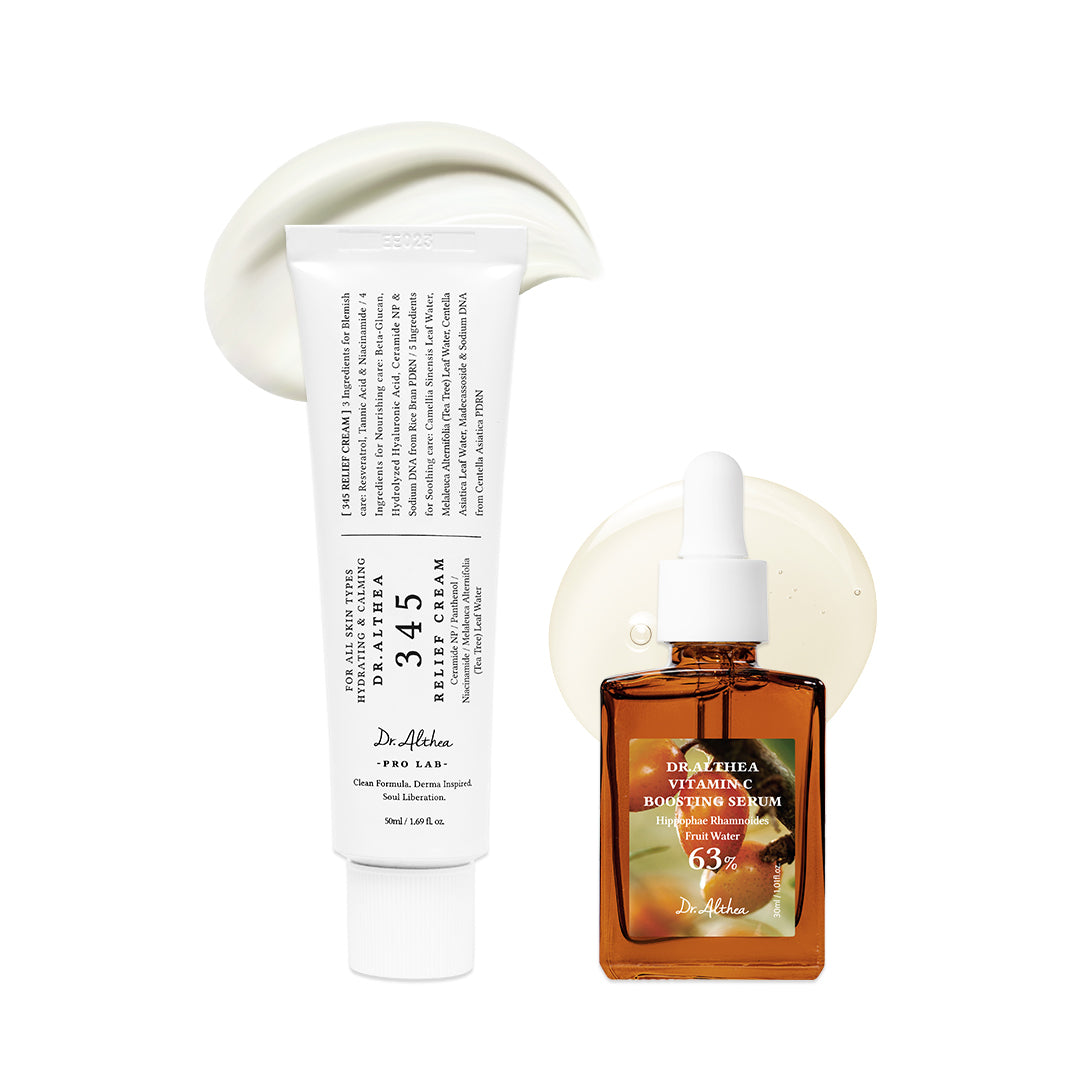 Post Acne Care Set (Boosting) | 345 Relief Cream & Vitamin C Boosting Serum