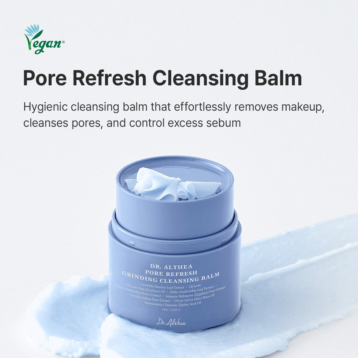 Solid balm with grinding particles