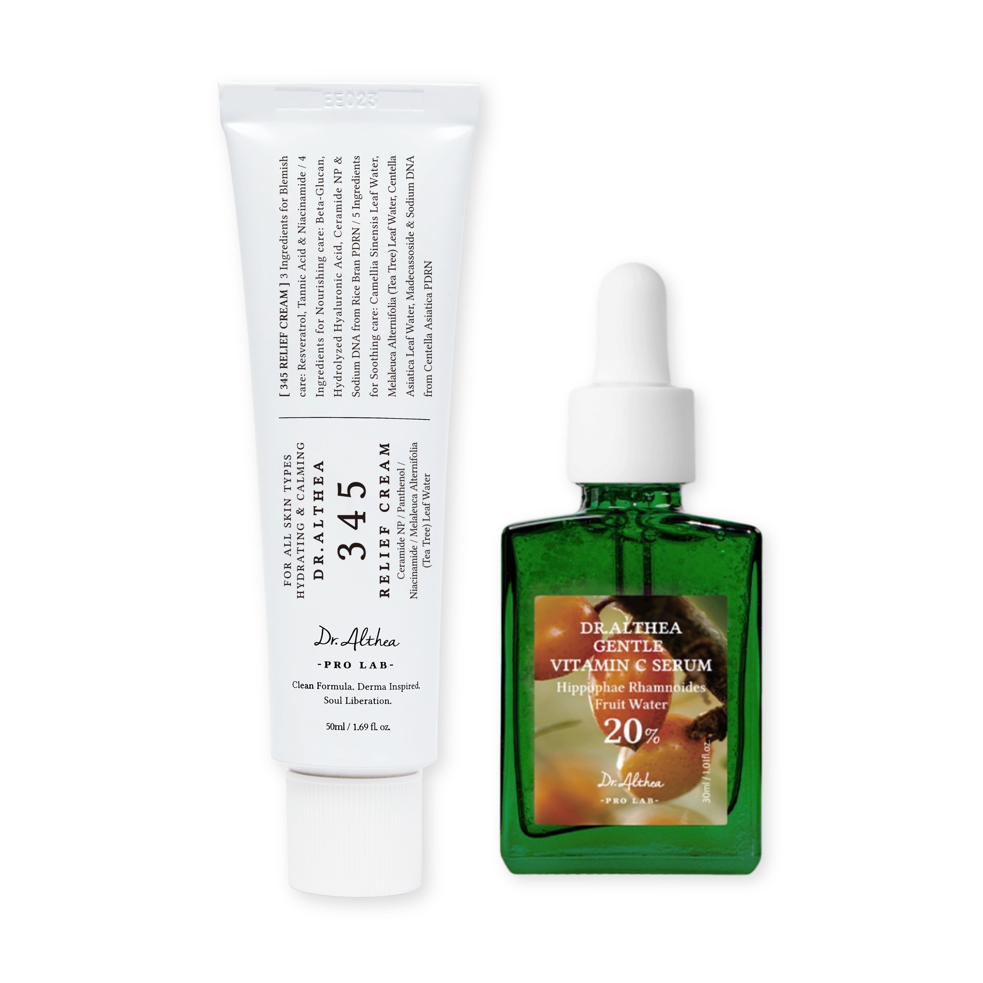 Post Acne Care Set (Gentle) | 345 Relief Cream & Gentle Vitamin C Serum